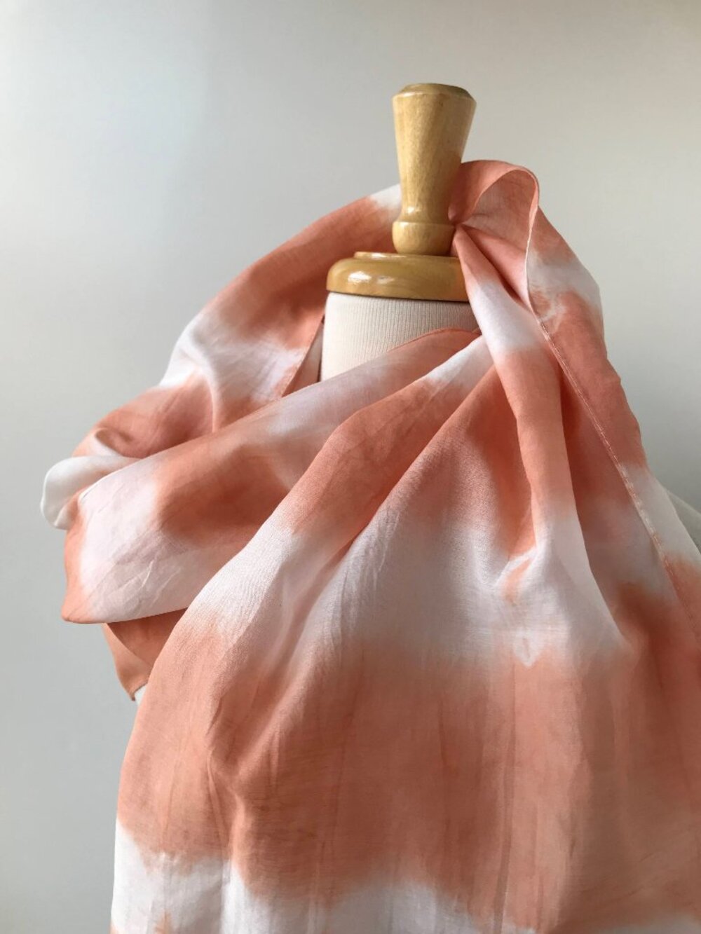 Hand-Dyed Cotton and Silk Scarf: Orange and White Women's All Season Wrap